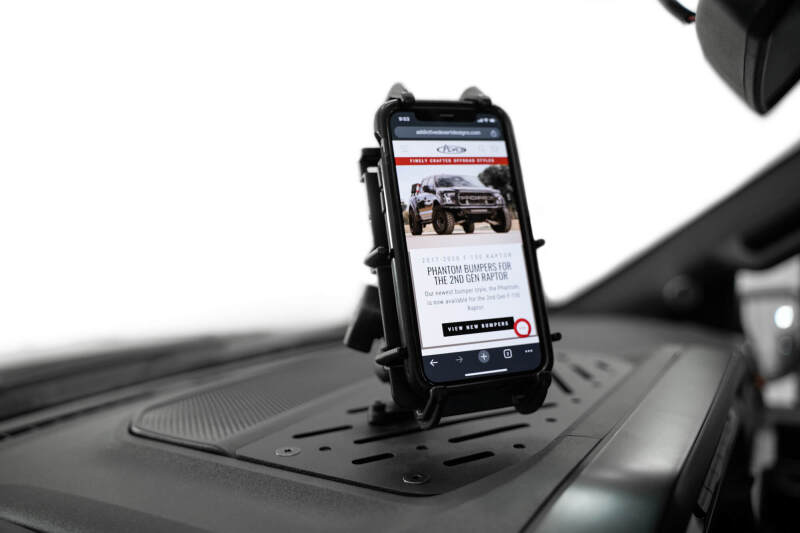 Ford F-150 Raptor Dash Mount - Addictive Desert Designs - Digital Device - Hammer Black Powder Coat - `21-`25
